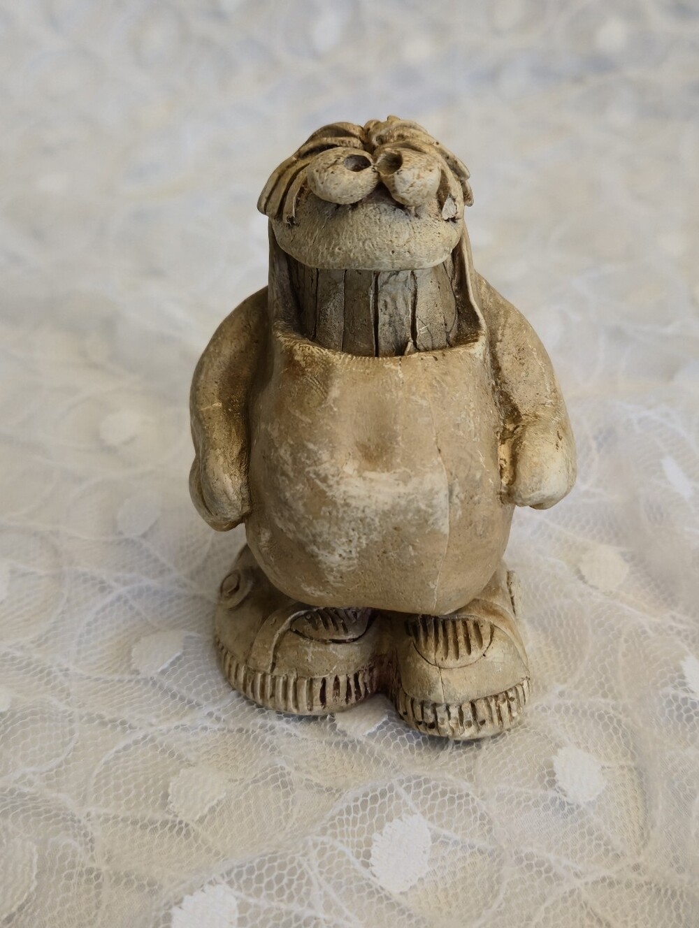 Rustic / Vintage 1976 Cream Garden Gnome Figurine - Home Accent. HE'S ADORABLE